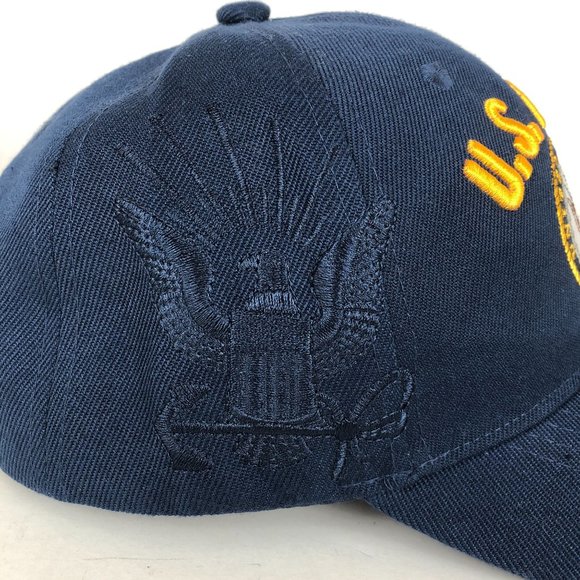 U.S. Navy Embroidered Emblem Unisex One Size Blue Yellow Hook & Loop Cap Hat - Picture 6 of 9